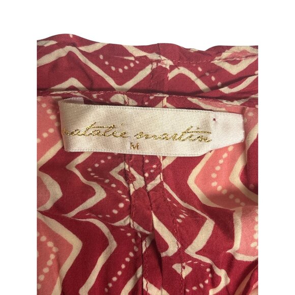 Natalie Martin Red Zigzag Print Wrap Dress – Boho Resortwear Lightweight Midi M - Picture 5 of 9